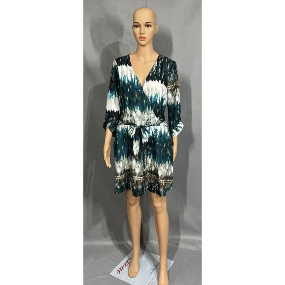 Pinky Multicolor 3/4 Sleeves Woman's Dress Size L - Picture 2 of 8